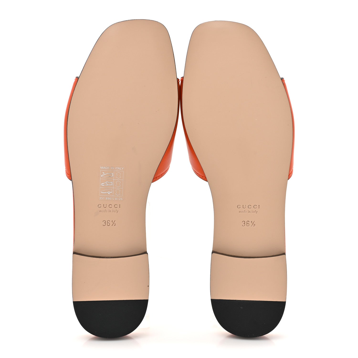 Gucci Cosmos Softy Calfskin Interlocking G Cut Out Slide Sandals 36.5 Deep Orange 5 of 9