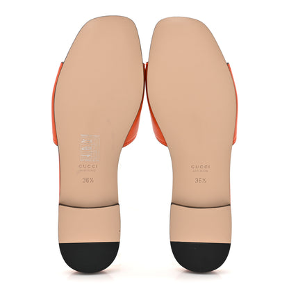 Gucci Cosmos Softy Calfskin Interlocking G Cut Out Slide Sandals 36.5 Deep Orange 5 of 9