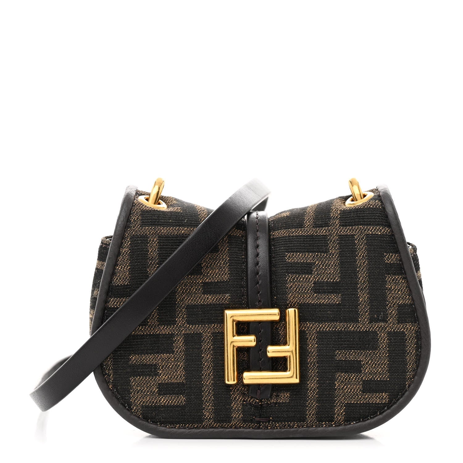 Fendi Fabric Jacquard Vitello Cher Cuoio FF 1974 Nano Fendi C'mon