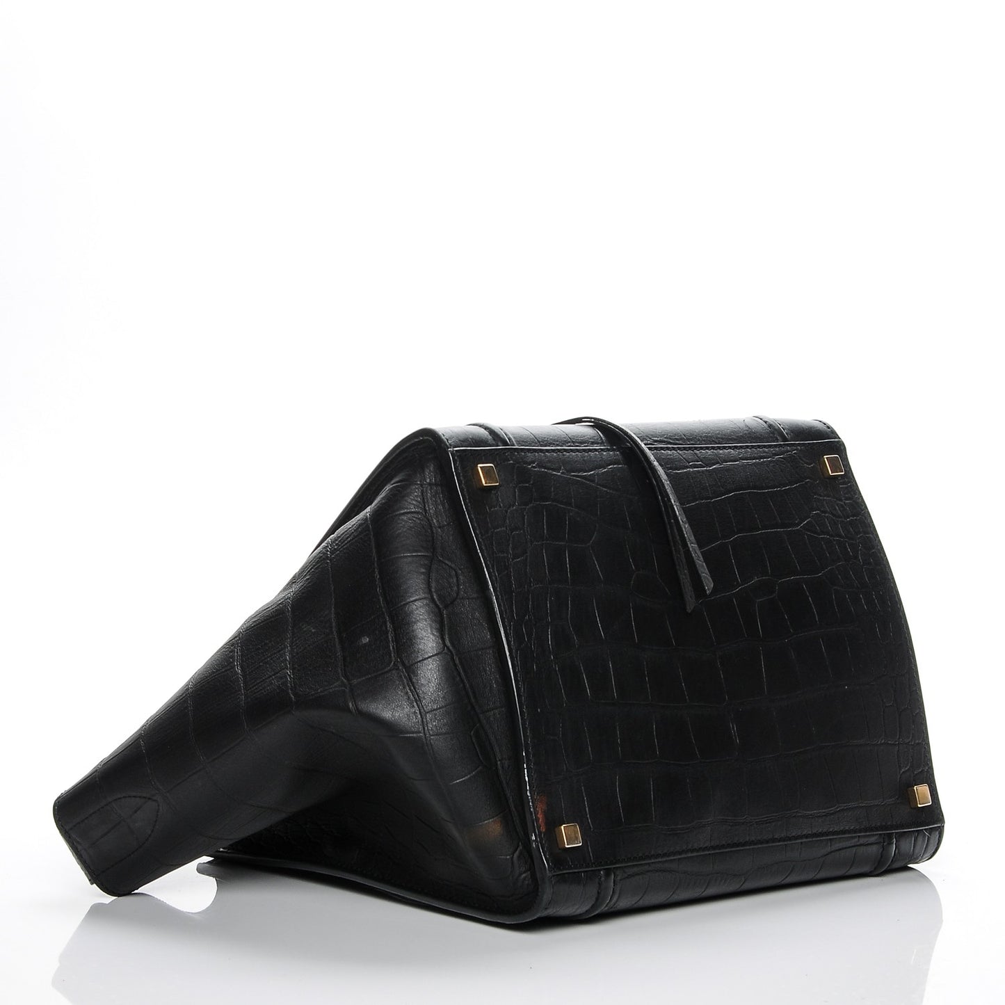 Crocodile Embossed Calfskin Medium Phantom Luggage Black