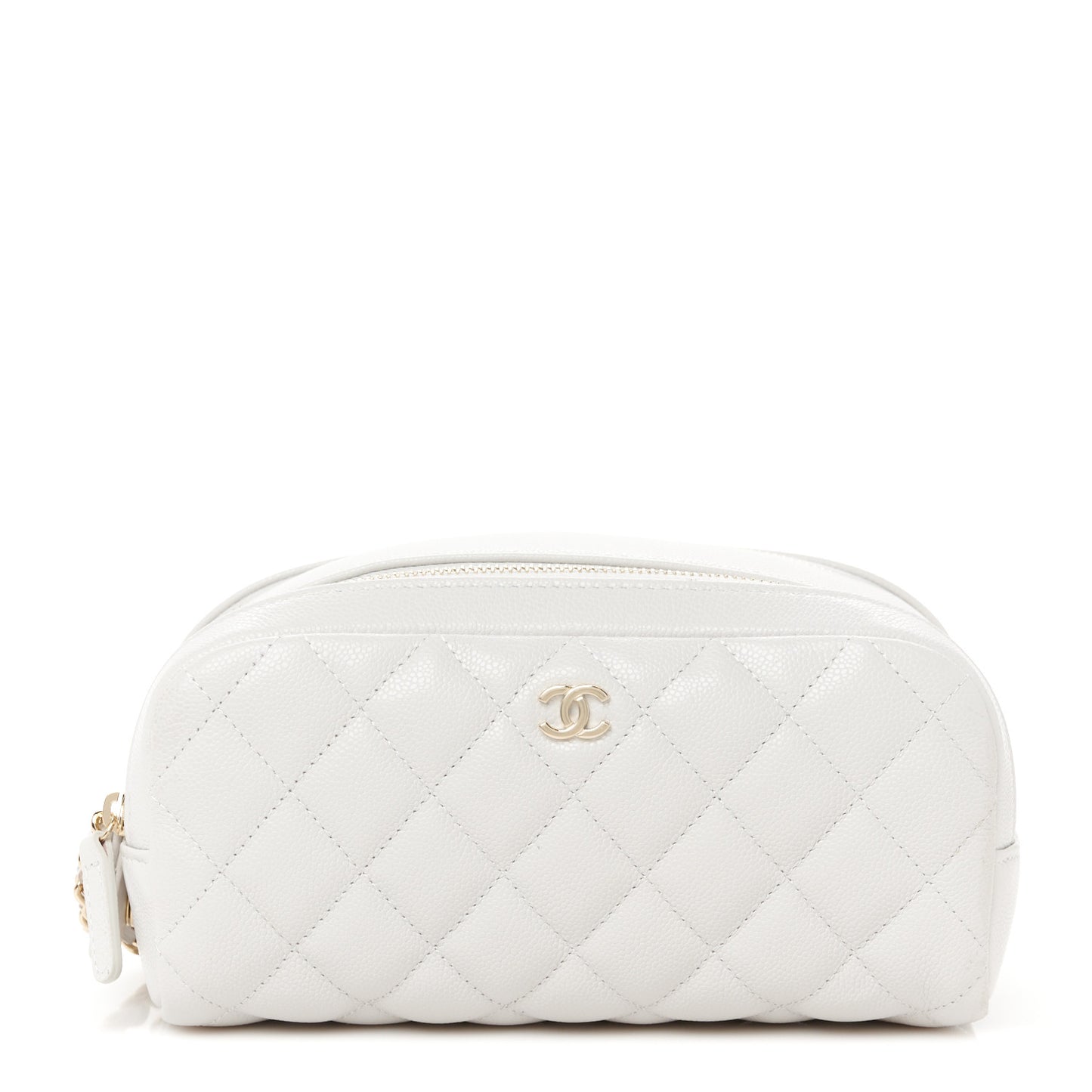 Caviar Quilted Toiletry Case With Chain Light Grey