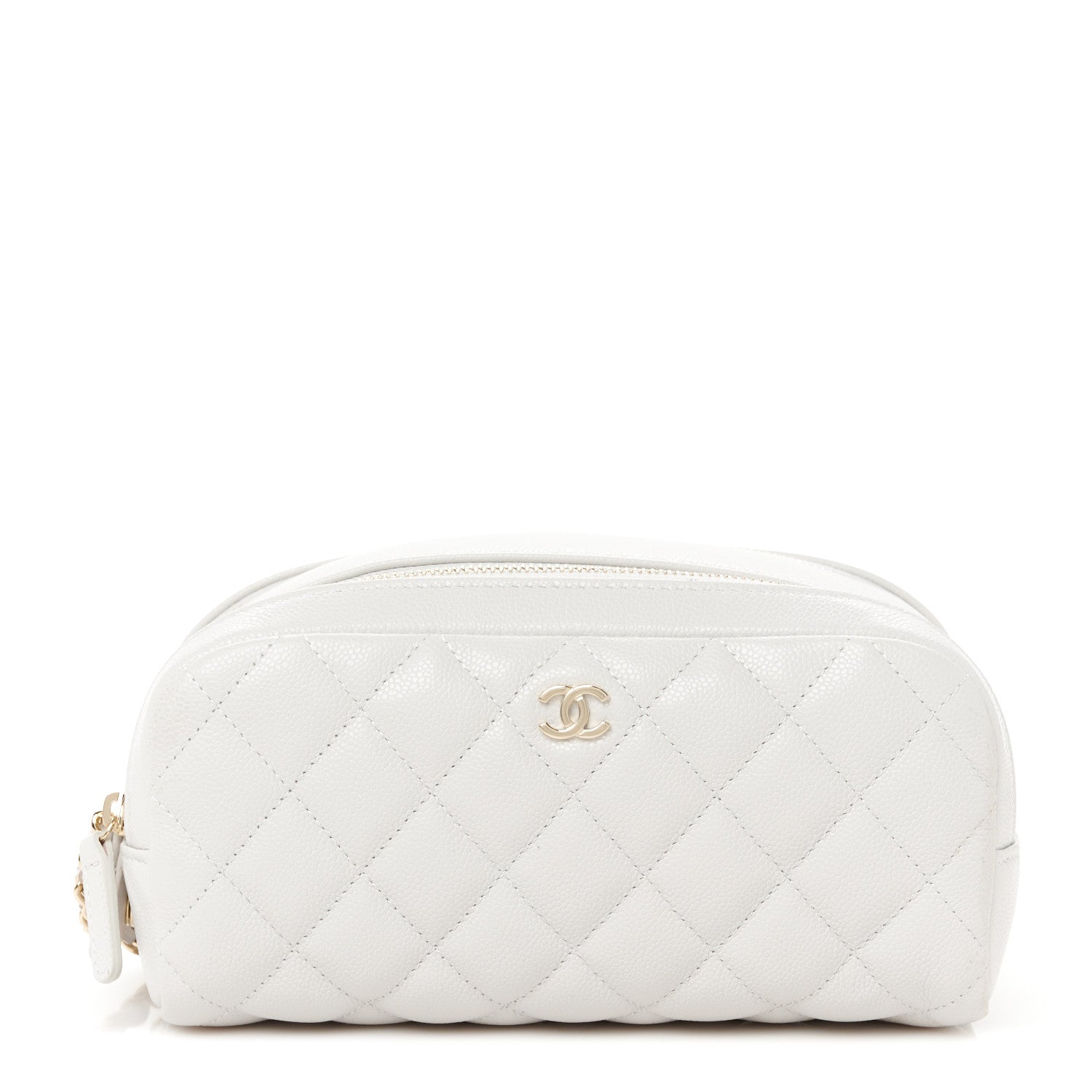 Chanel Caviar Quilted Toiletry Case With Chain Light Grey 1 of 12