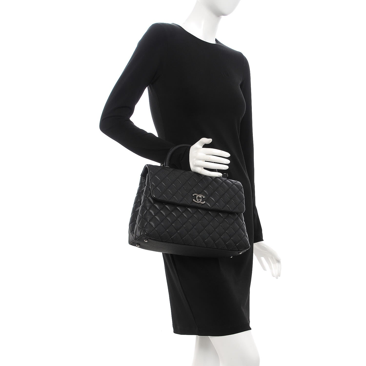 Chanel Caviar Quilted Medium Coco Handle Flap Black 3 of 11