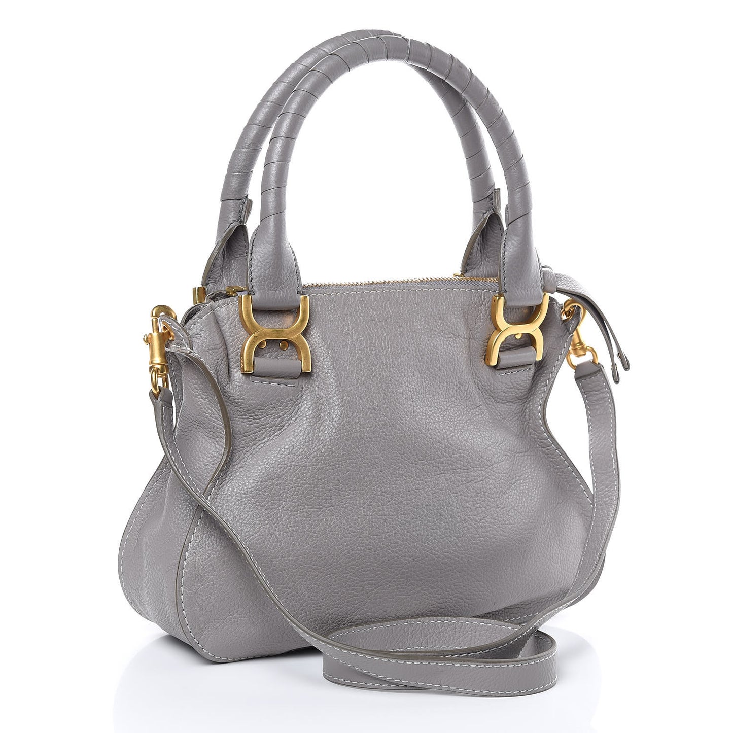 Calfskin Small Marcie Satchel Cashmere Grey