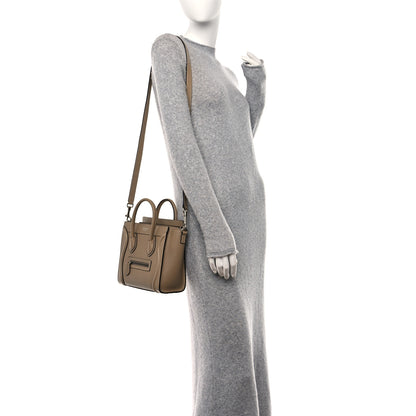 Celine Drummed Calfskin Nano Luggage Dune 2 of 10