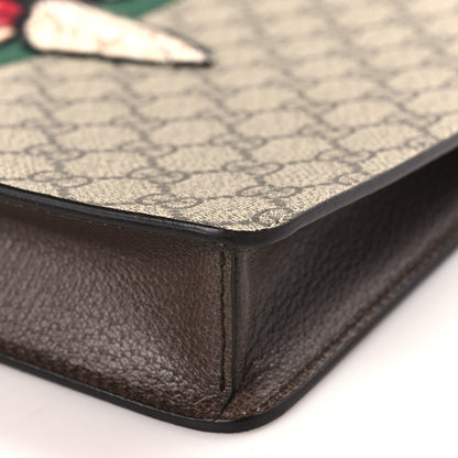 Gucci GG Supreme Monogram Web Animalier Bee Embroidered Medium Documents Holder Beige New Acero 9 of 9