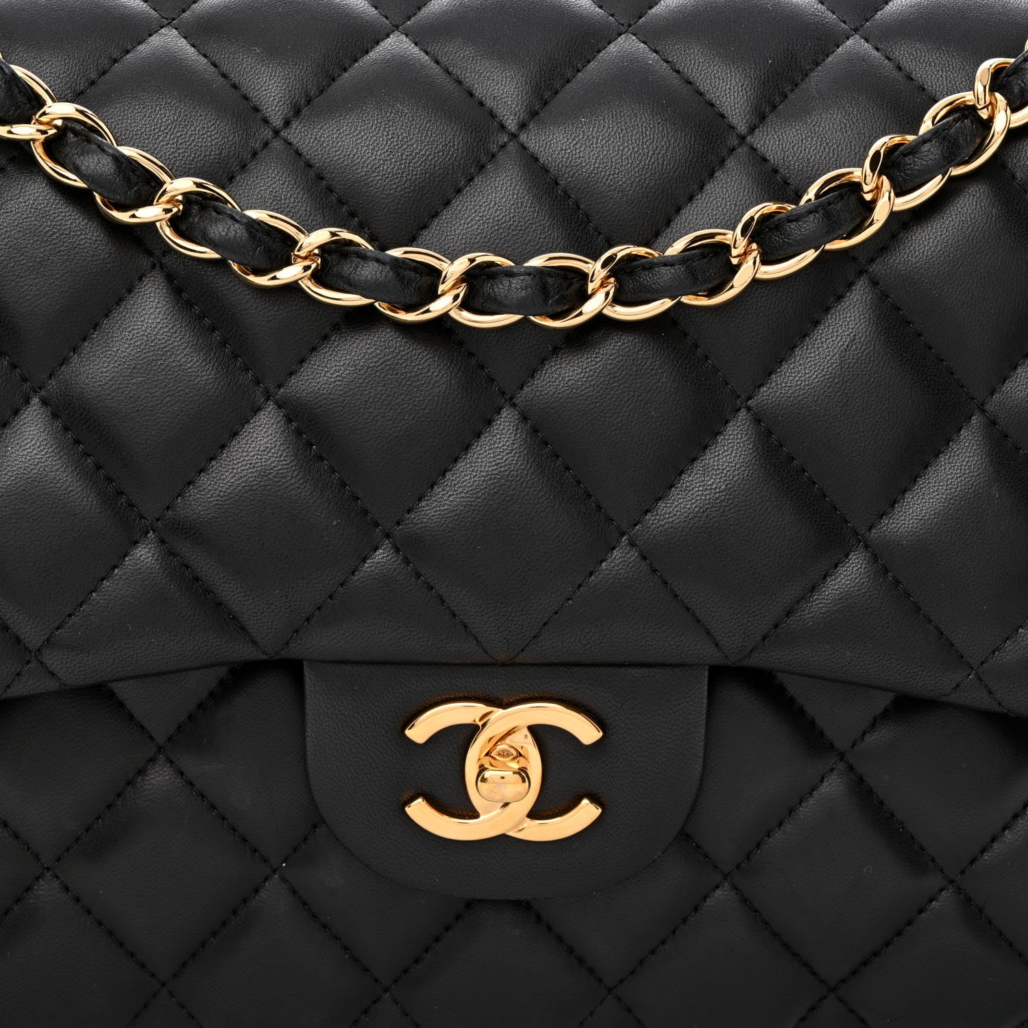 Chanel Lambskin Quilted Jumbo Double Flap Black 8 of 10