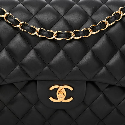 Chanel Lambskin Quilted Jumbo Double Flap Black 8 of 10