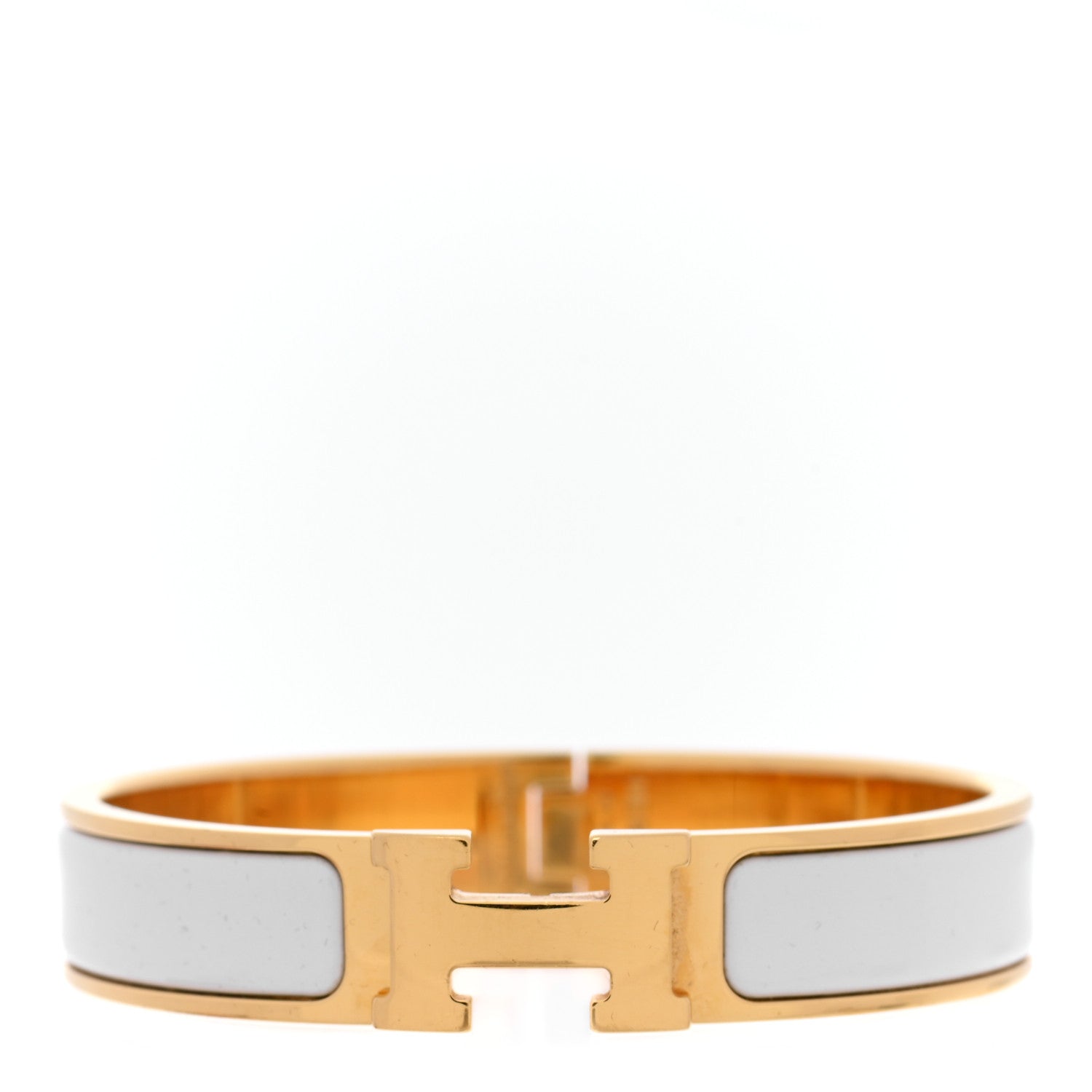 Hermes Enamel Narrow Clic Clac H Bracelet PM White 1 of 5