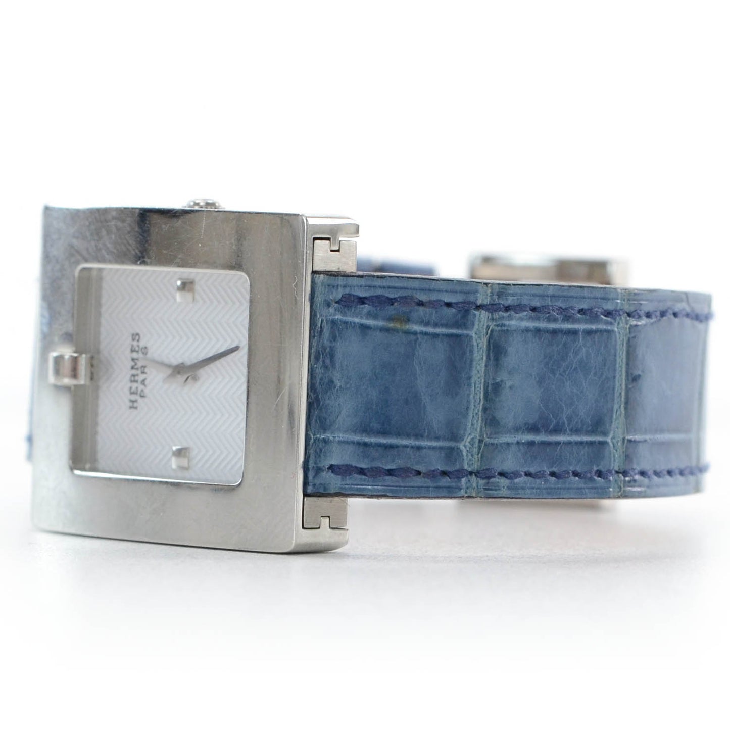 Stainless Steel Alligator 22mm Belt Quartz Watch Blue Jean