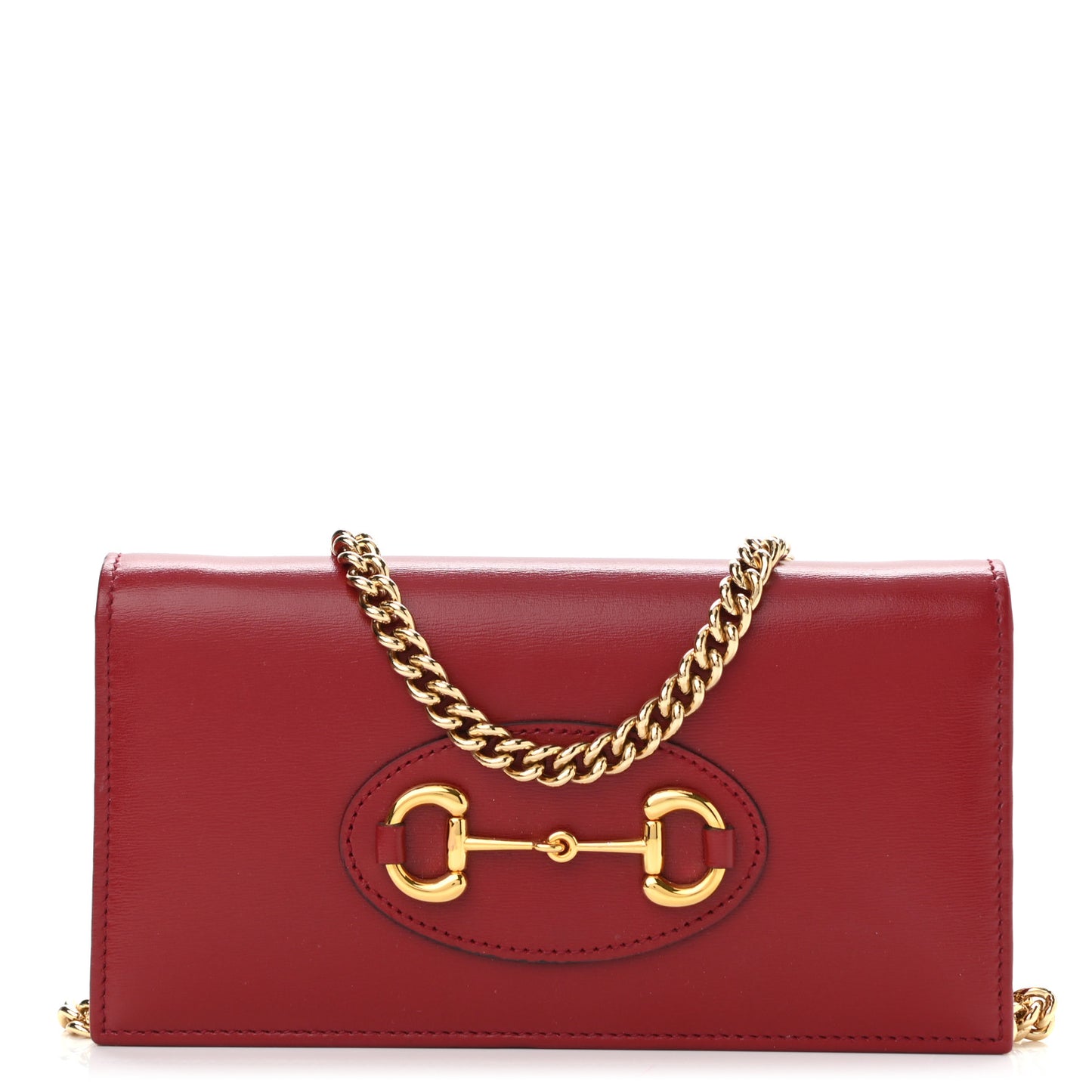 Boarded Plutone Calfskin Horsebit 1955 Wallet On Chain New Cherry Red