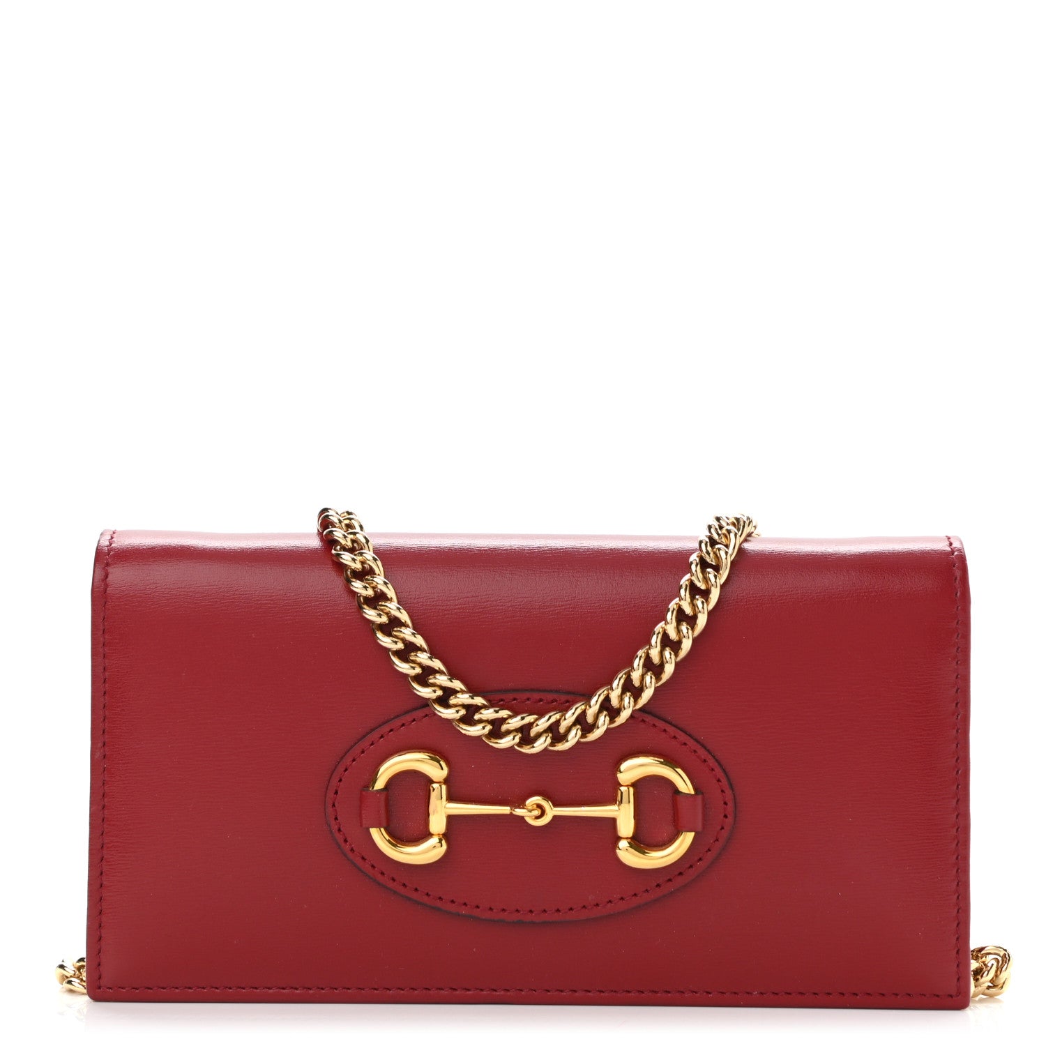 Gucci Boarded Plutone Calfskin Horsebit 1955 Wallet On Chain New Cherry Red 1 of 10