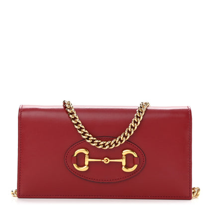 Gucci Boarded Plutone Calfskin Horsebit 1955 Wallet On Chain New Cherry Red 1 of 10