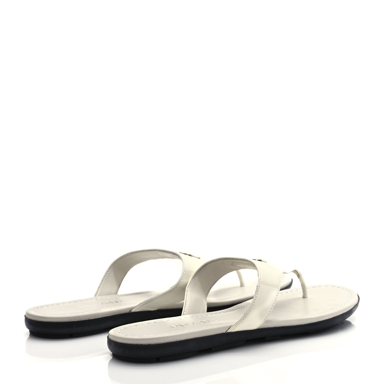 Prada Patent Calfskin Logo Thong Sandals 38 White 4 of 7