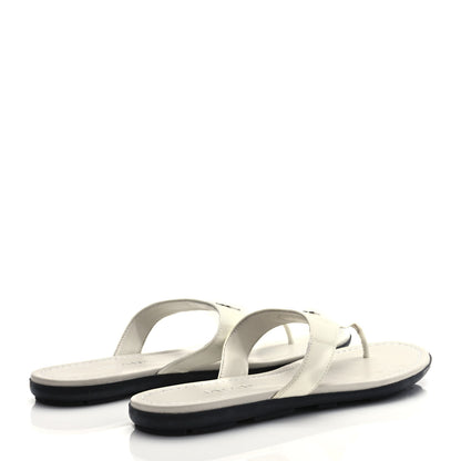 Prada Patent Calfskin Logo Thong Sandals 38 White 4 of 7