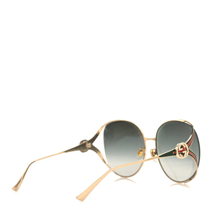Gucci Metal Oversized Round Frame GG0225S Sunglasses Gold 4 of 7
