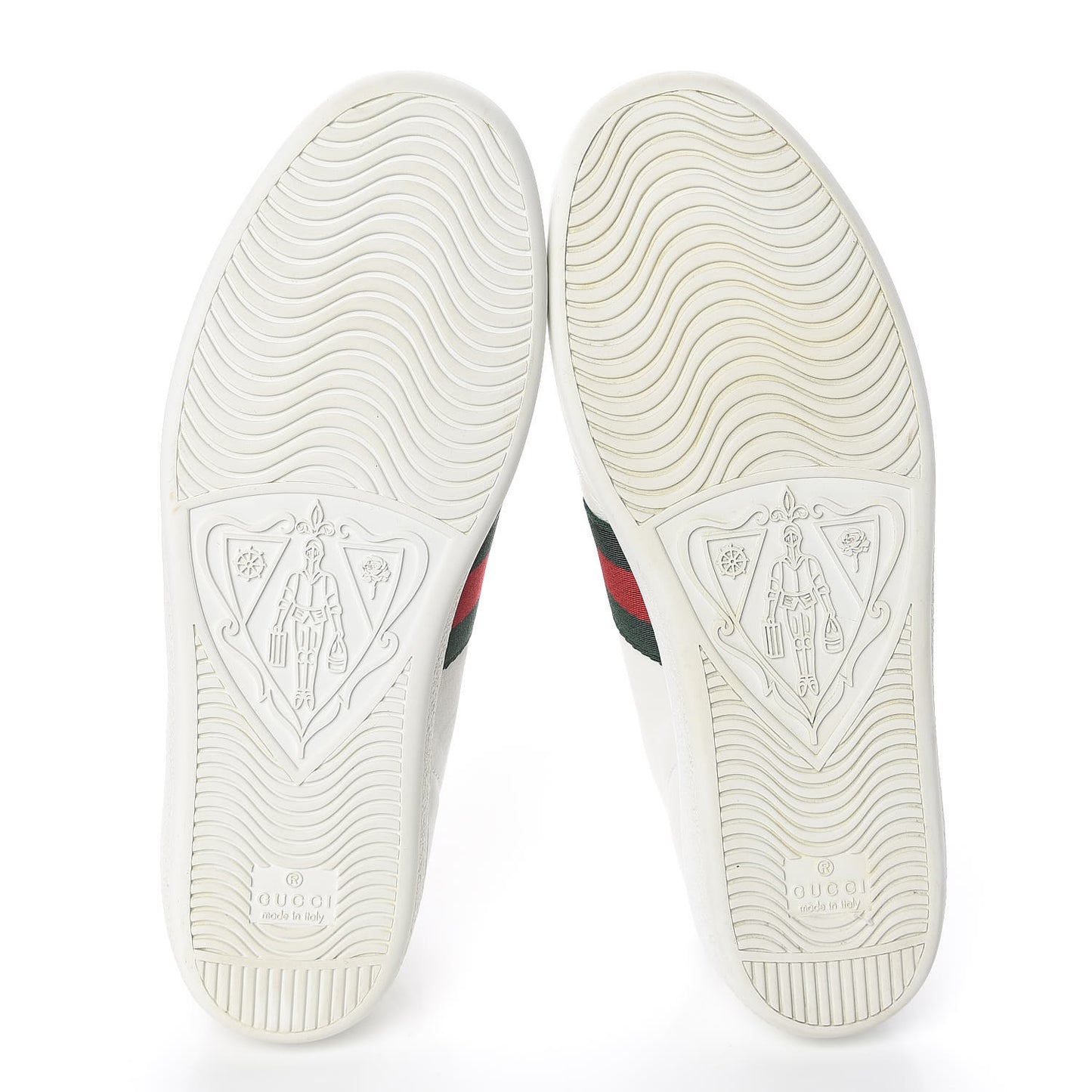 Calfskin Crocodile Web Womens Ace Sneakers 37.5 White Green