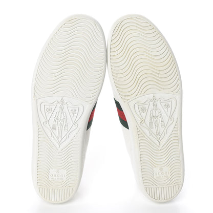 Gucci Calfskin Crocodile Web Womens Ace Sneakers 37.5 White Green 7 of 16