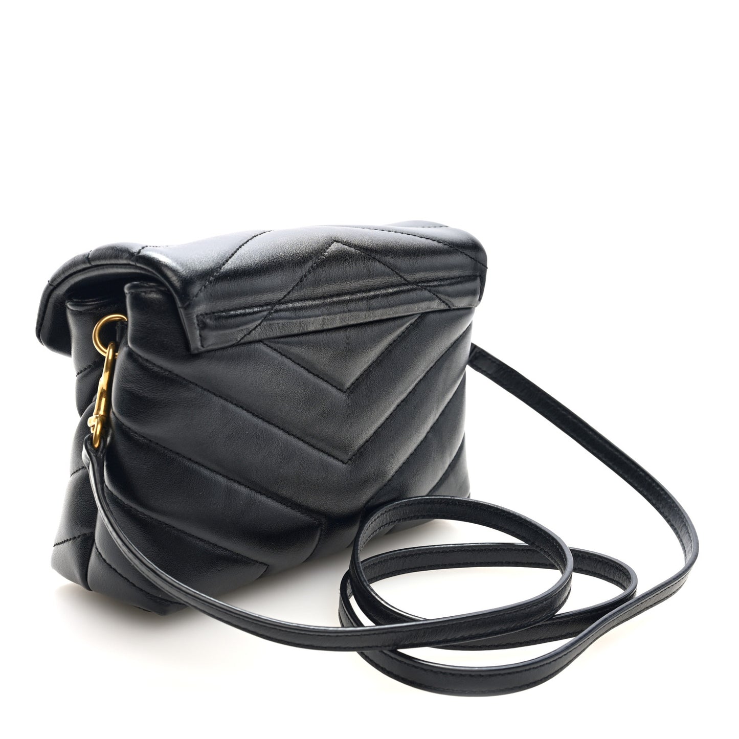 Calfskin Y Quilted Monogram Toy Loulou Crossbody Bag Black