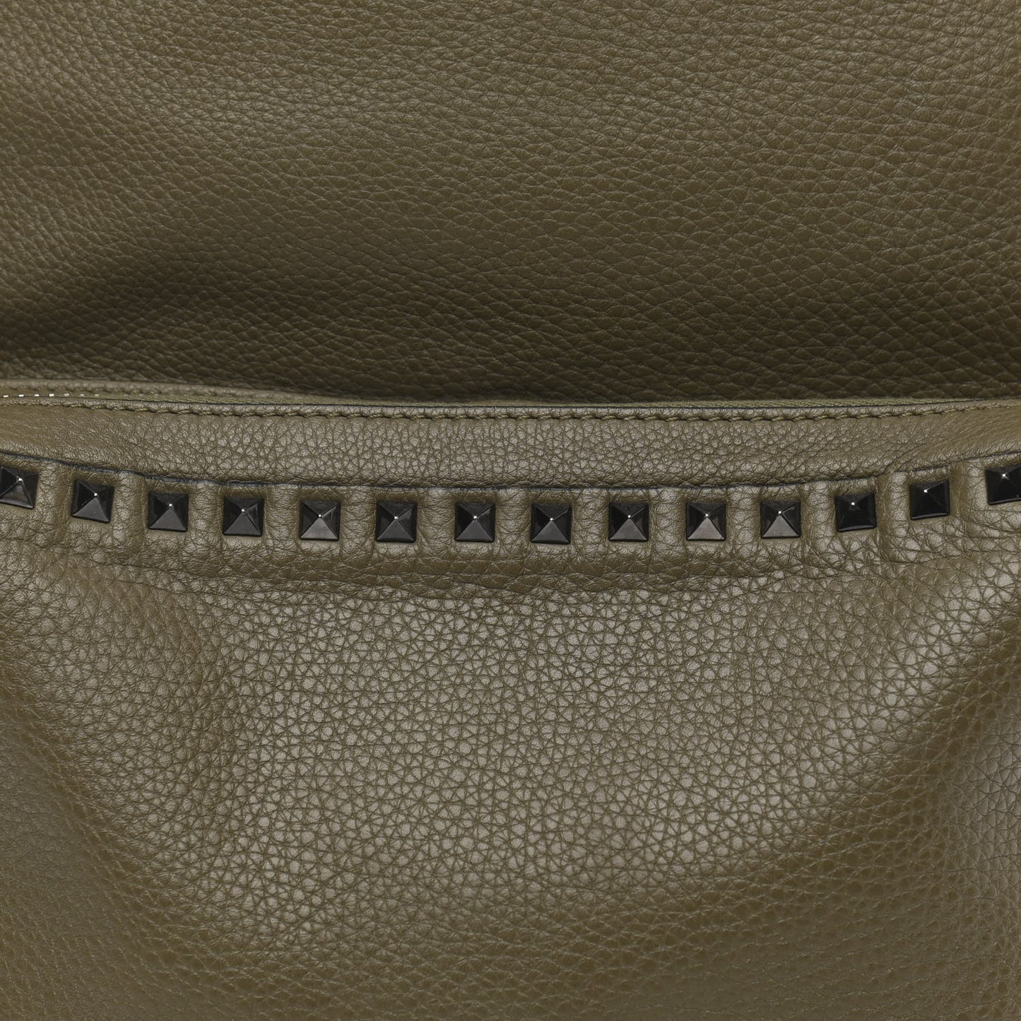 Grained Calfskin Medium Rockstud Backpack Army Green