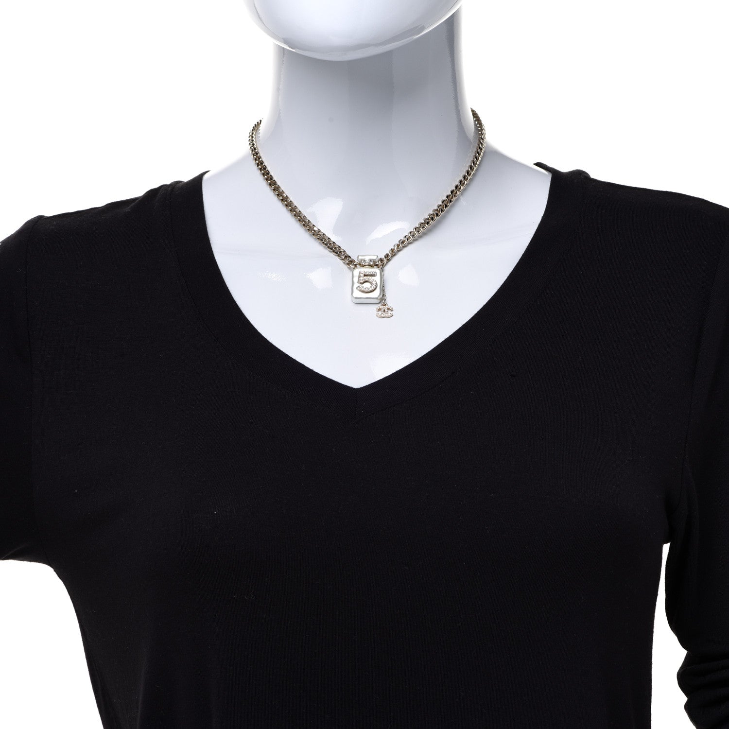 Chanel Resin Crystal CC No 5 Perfume Bottle Necklace 2 of 6