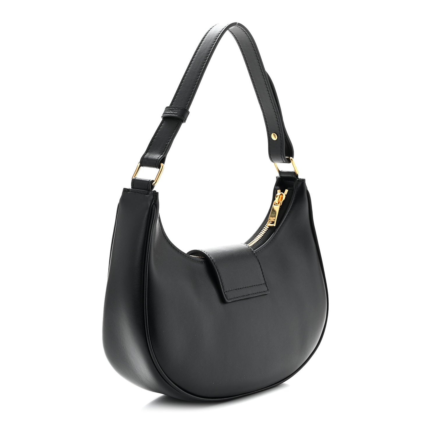 Smooth Calfskin Medium Strap Ava Triomphe Shoulder Bag Black