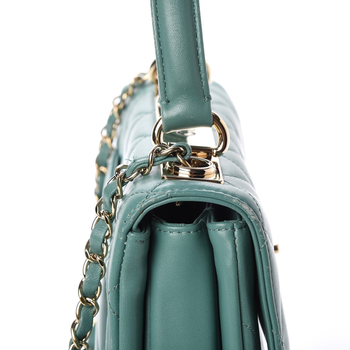 Lambskin Quilted Small Trendy CC Flap Dual Handle Bag Light Green