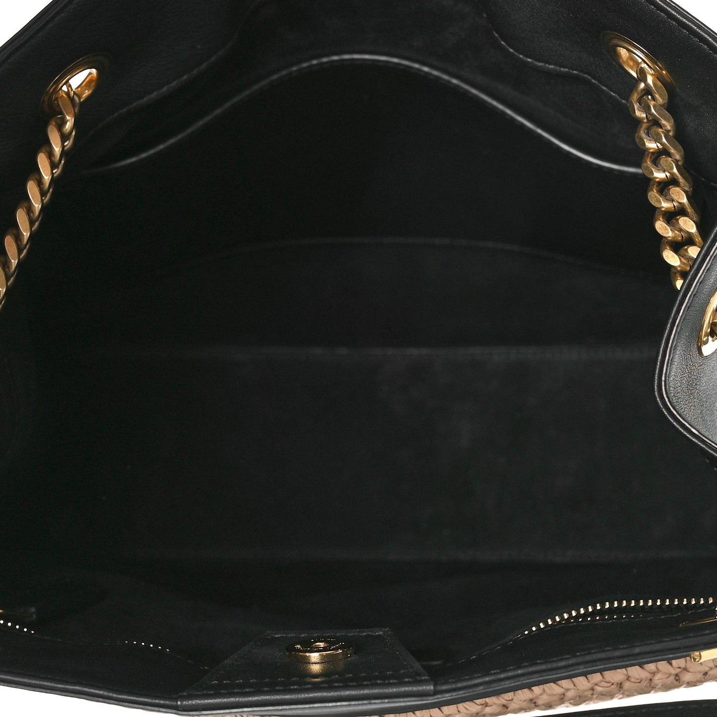 Raffia Calfskin Claude Shopping Tote Naturel Dark Chocolate