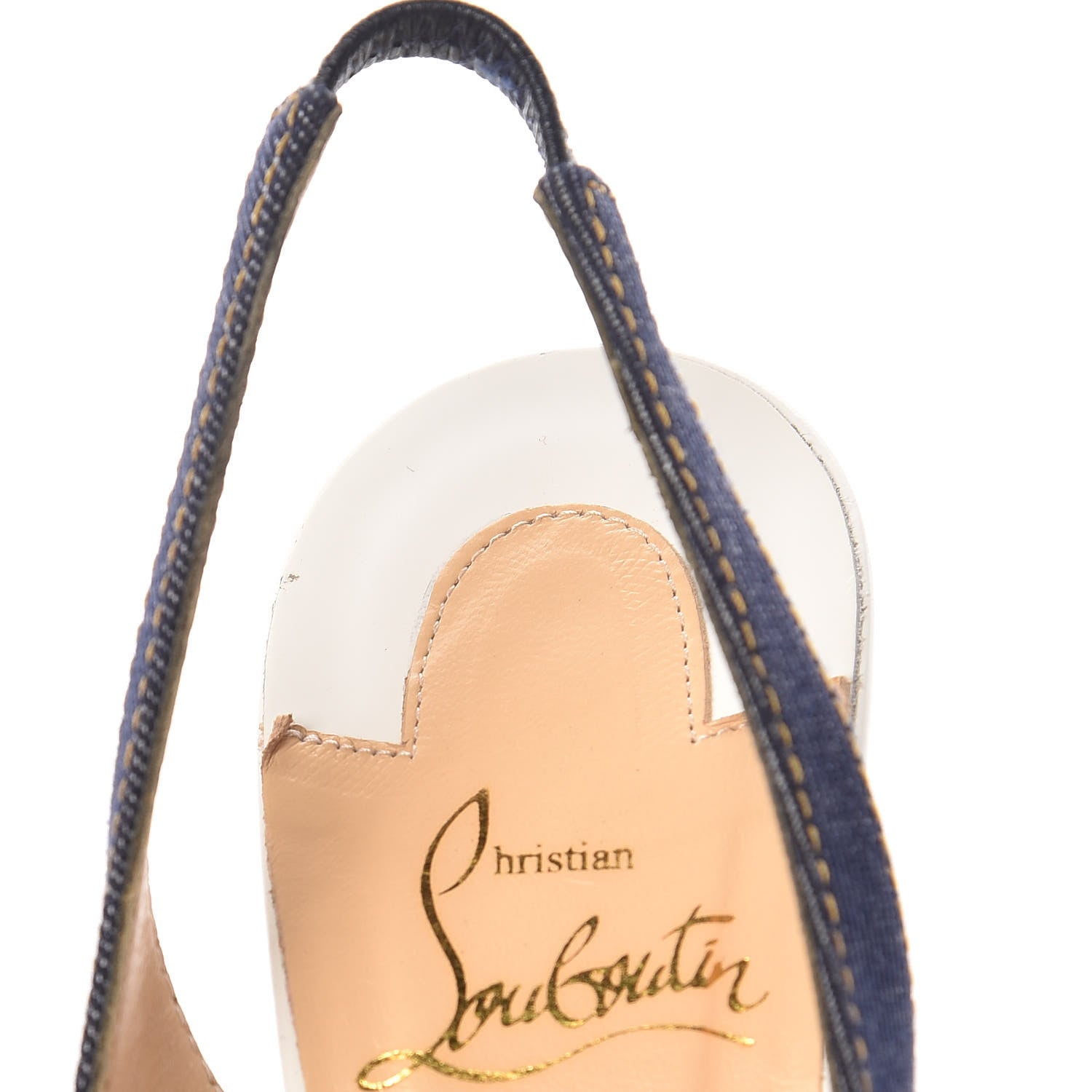 Christian Louboutin Denim Private Number 120 Pumps 36.5 Blue White 10 of 14