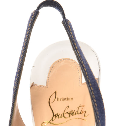 Christian Louboutin Denim Private Number 120 Pumps 36.5 Blue White 10 of 14