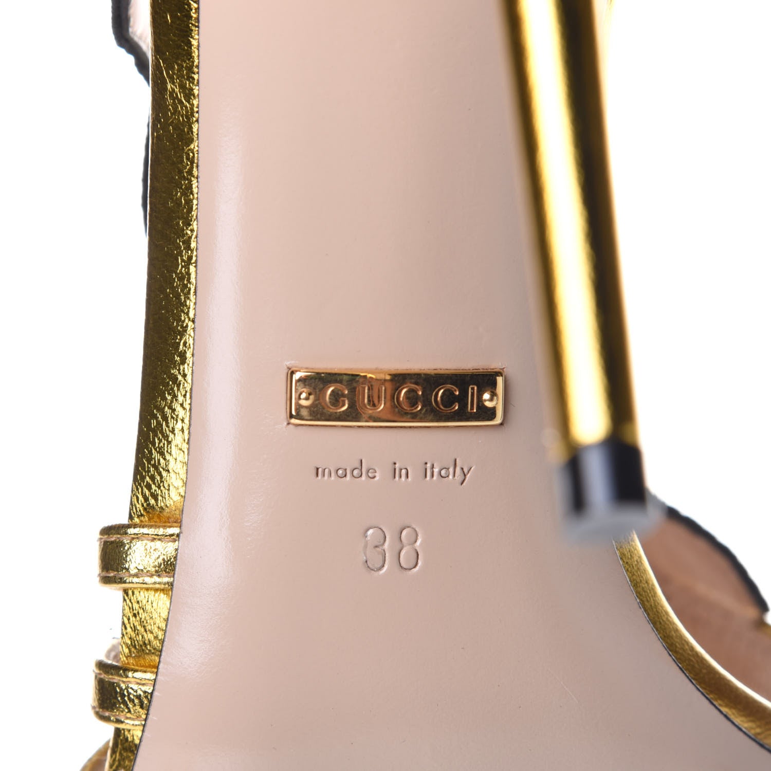 Gucci Metallic Nappa Ophelia High Heel Sandals 38 Gold 8 of 10