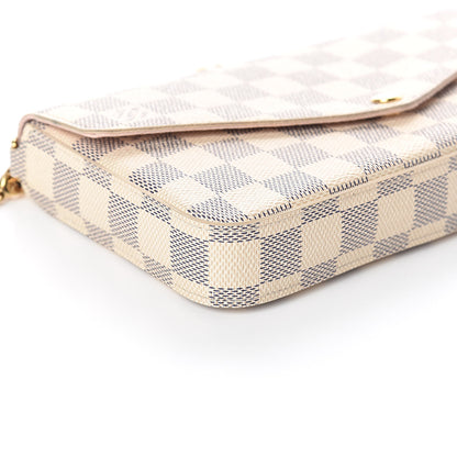 Louis Vuitton Damier Azur Pochette Felicie Chain Wallet Rose Ballerine 8 of 10