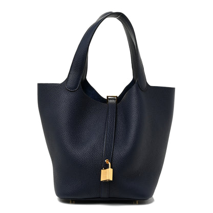 Hermes Taurillon Clemence Picotin Lock 22 MM Bleu Nuit 2 of 18