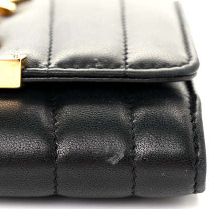 Saint Laurent Lambskin Matelasse Monogram Vicky Tri-Fold Wallet Black 10 of 10