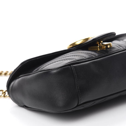 Gucci Calfskin Matelasse Mini GG Marmont Shoulder Bag Black 6 of 14