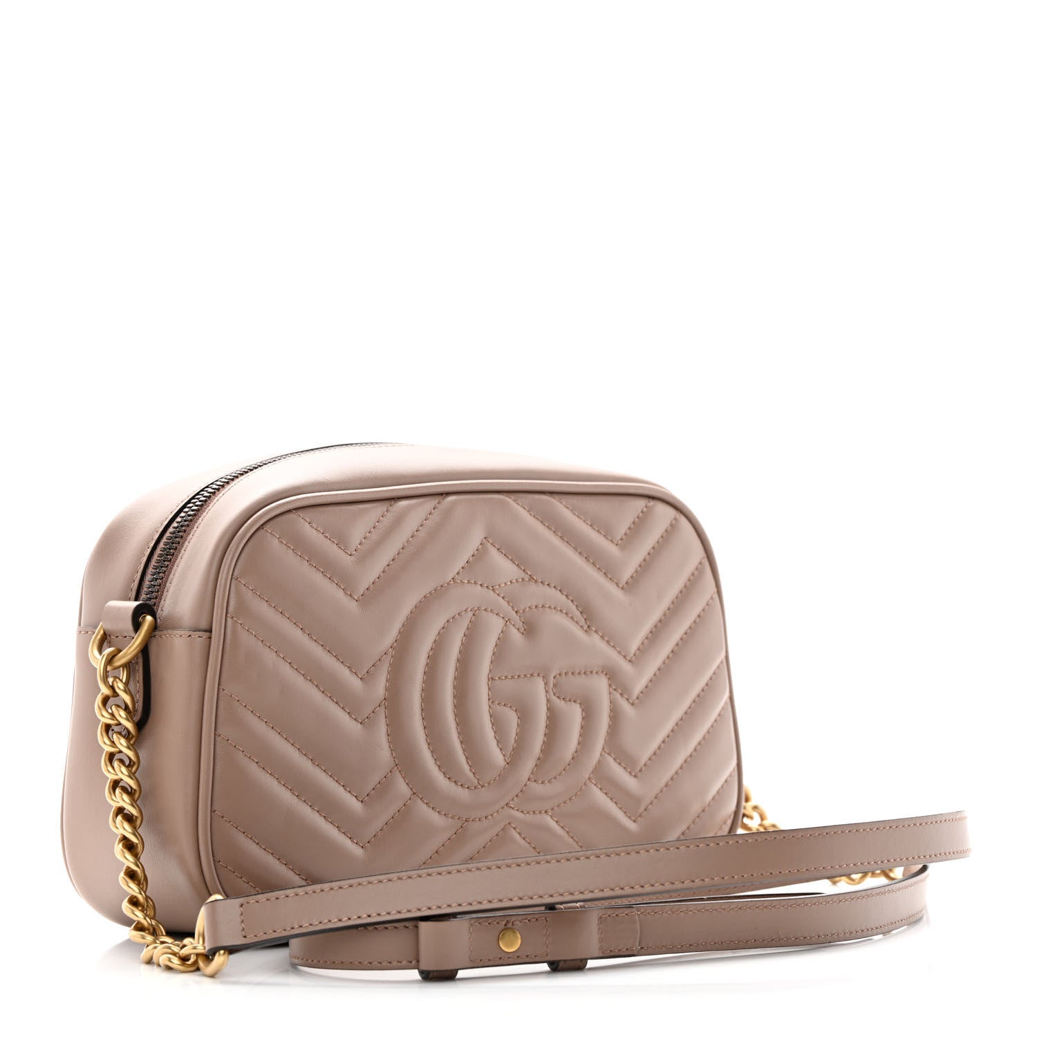 Gucci Calfskin Matelasse Small GG Marmont Chain Shoulder Bag Porcelain Rose 3 of 12