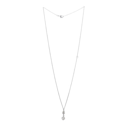 Chanel Crystal CC Ball Pendant Necklace Silver 3 of 5