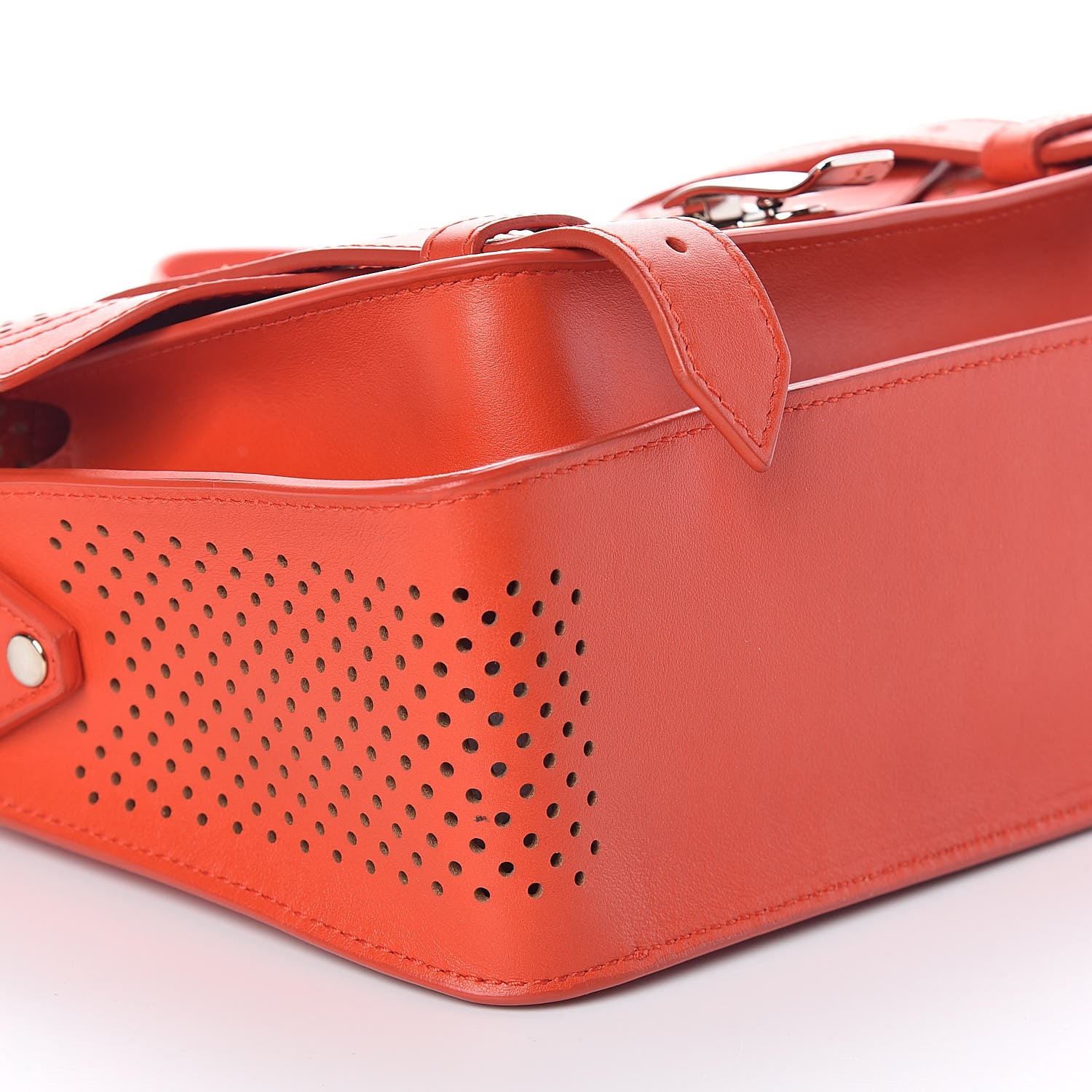 Proenza Schouler Lambskin Perforated Tiny PS1 Satchel Fire Red 9 of 10