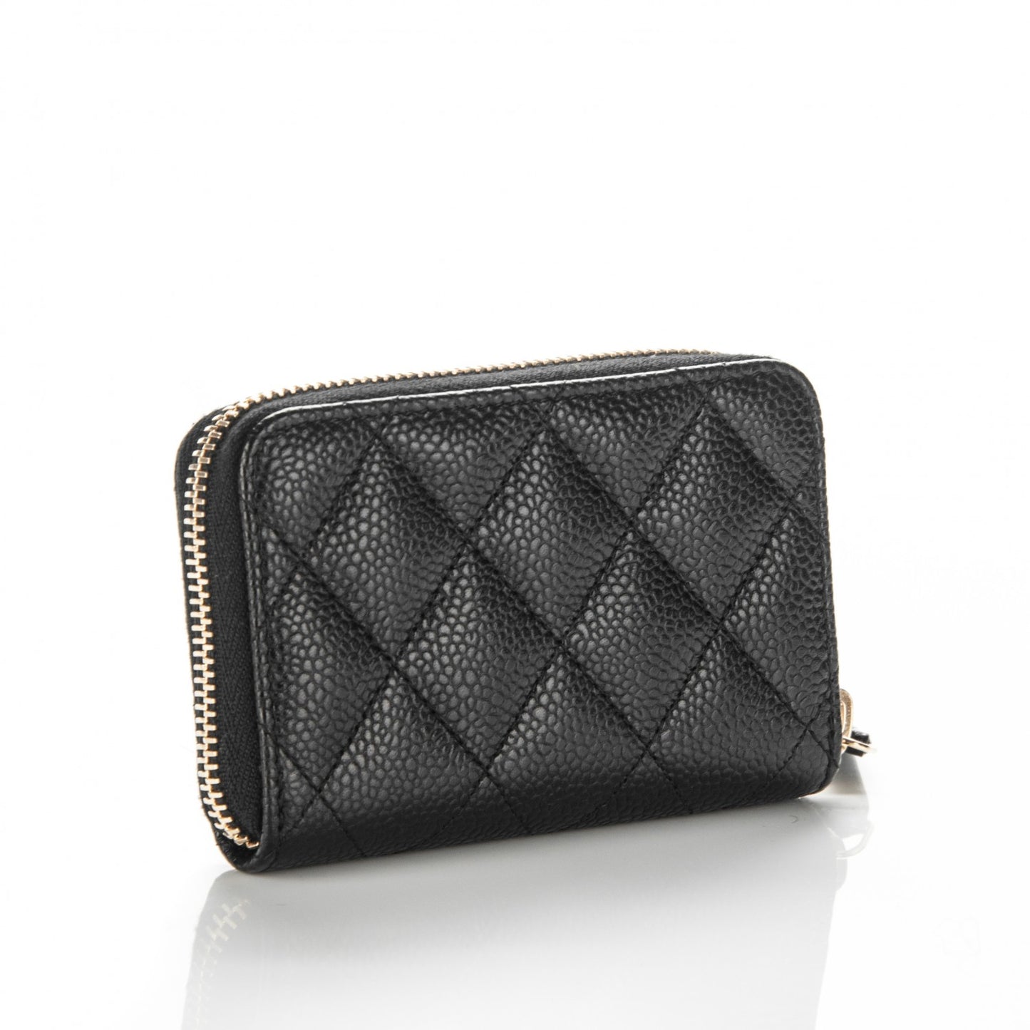 Caviar Quilted Zip Coin Purse Black
