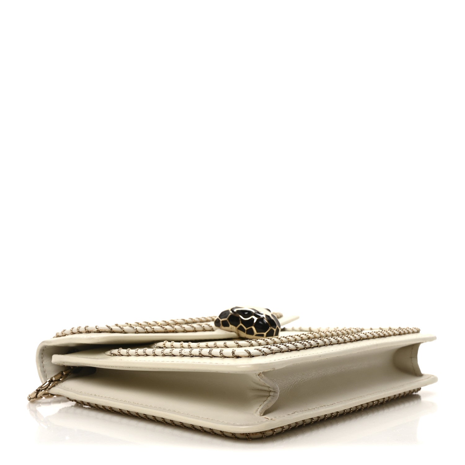 Bulgari Calfskin Woven Chain Serpenti Forever Crossbody Bag White 4 of 10