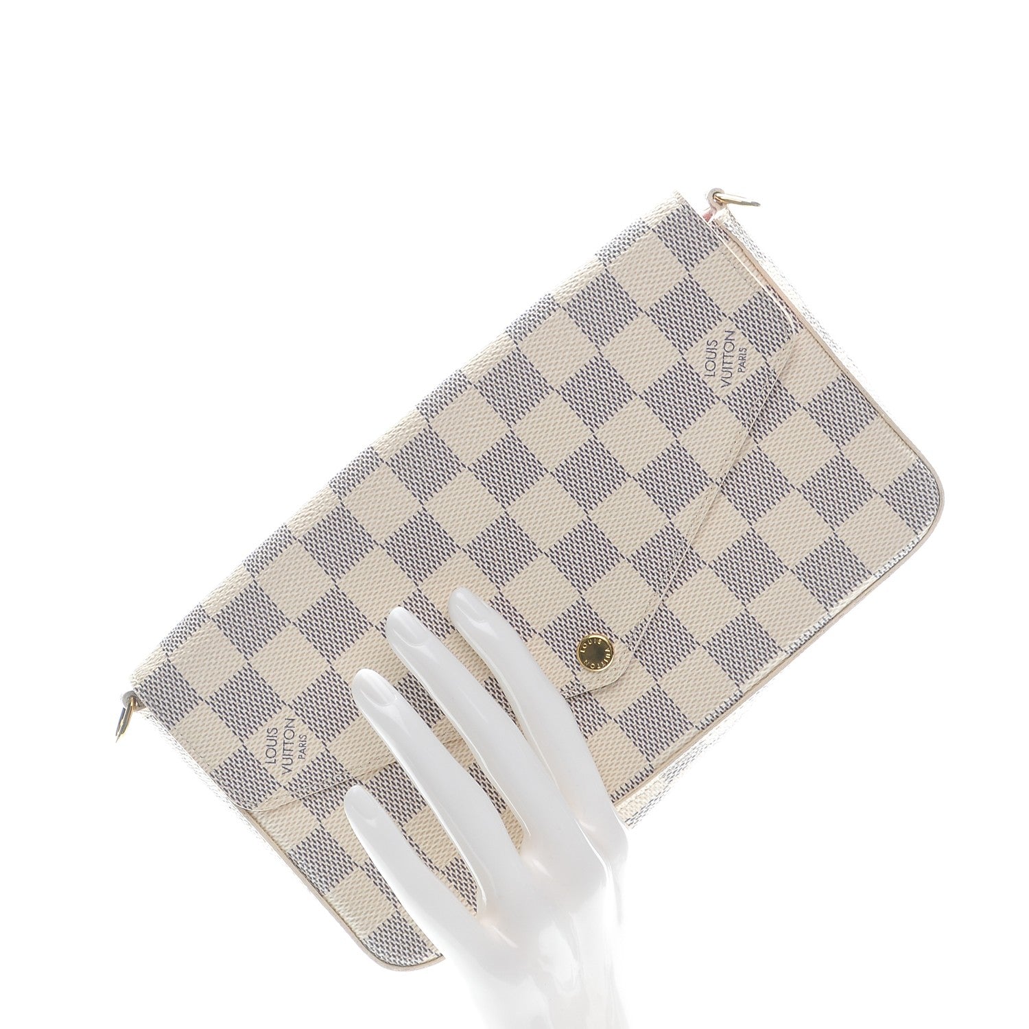 Louis Vuitton Damier Azur Pochette Felicie Chain Wallet Rose Ballerine 2 of 8
