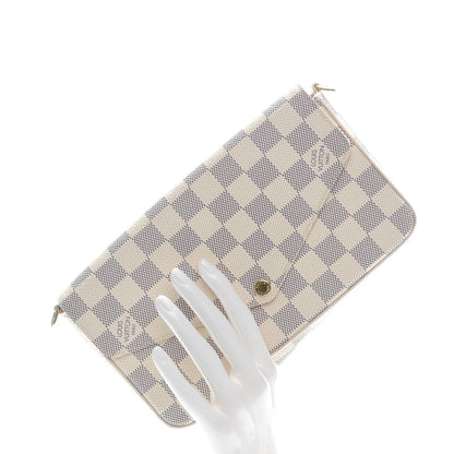 Louis Vuitton Damier Azur Pochette Felicie Chain Wallet Rose Ballerine 2 of 8