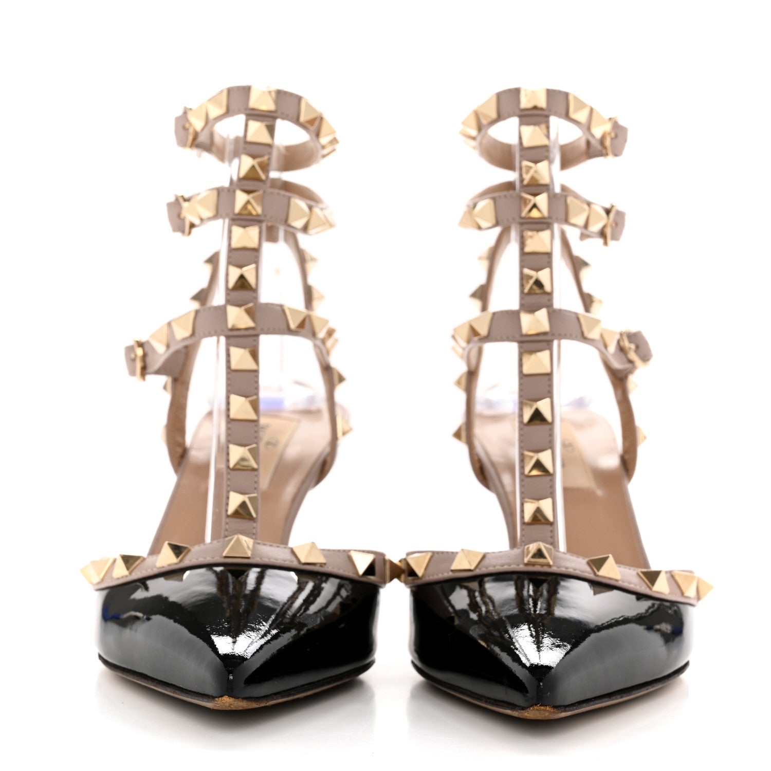 Valentino Garavani Patent Nappa Rockstud Ankle Strap 65mm Pumps 36 Black Poudre 3 of 10