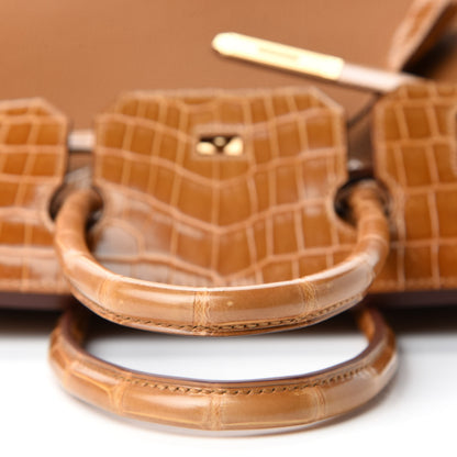 Hermes Togo Shiny Niloticus Crocodile Birkin Touch 30 Caramel Tabac Camel 12 of 34