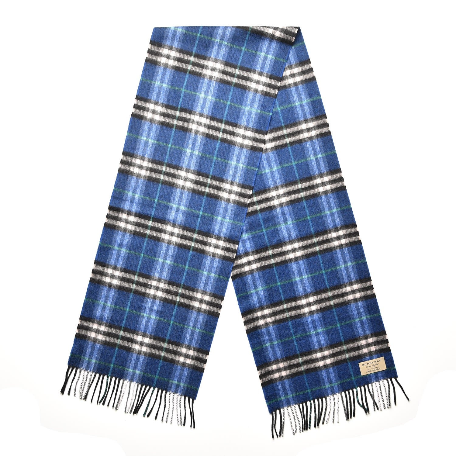 Burberry Cashmere Check Scarf Bright Navy 3 of 6