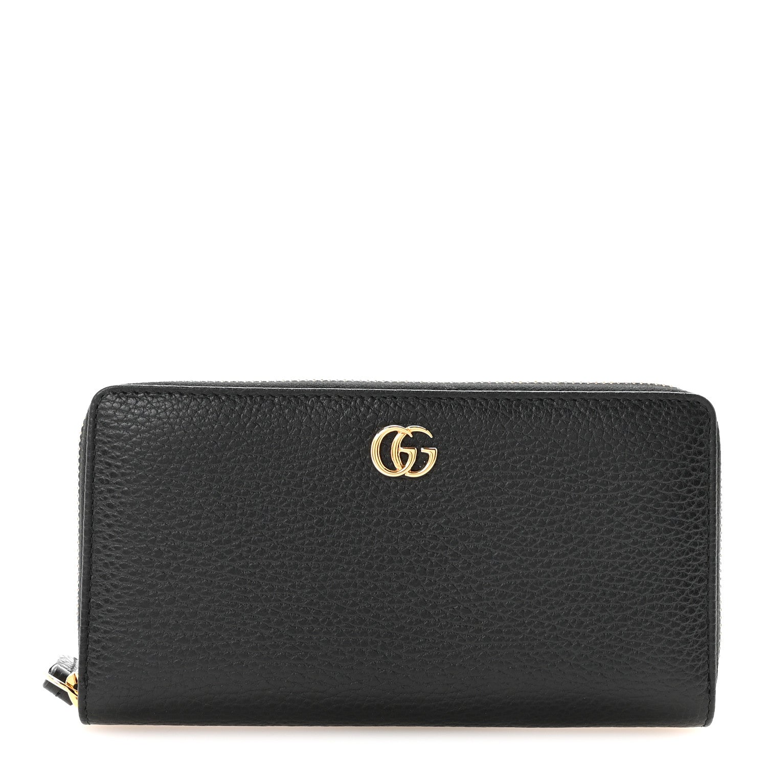 Gucci Dollar Calfskin GG Marmont Zip Around Wallet Black 1 of 7