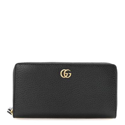 Gucci Dollar Calfskin GG Marmont Zip Around Wallet Black 1 of 7