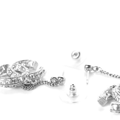 Chanel Baguette Crystal CC Drop Earrings Silver 3 of 4