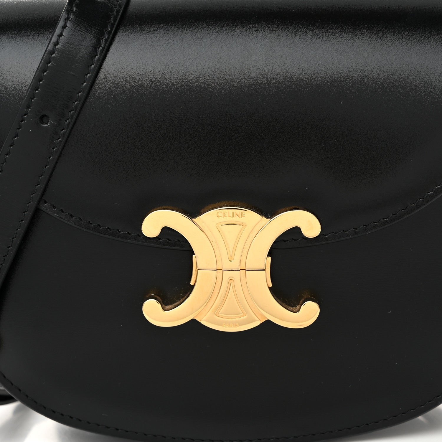 Celine Shiny Calfskin Besace Clea Triomphe Black 7 of 10