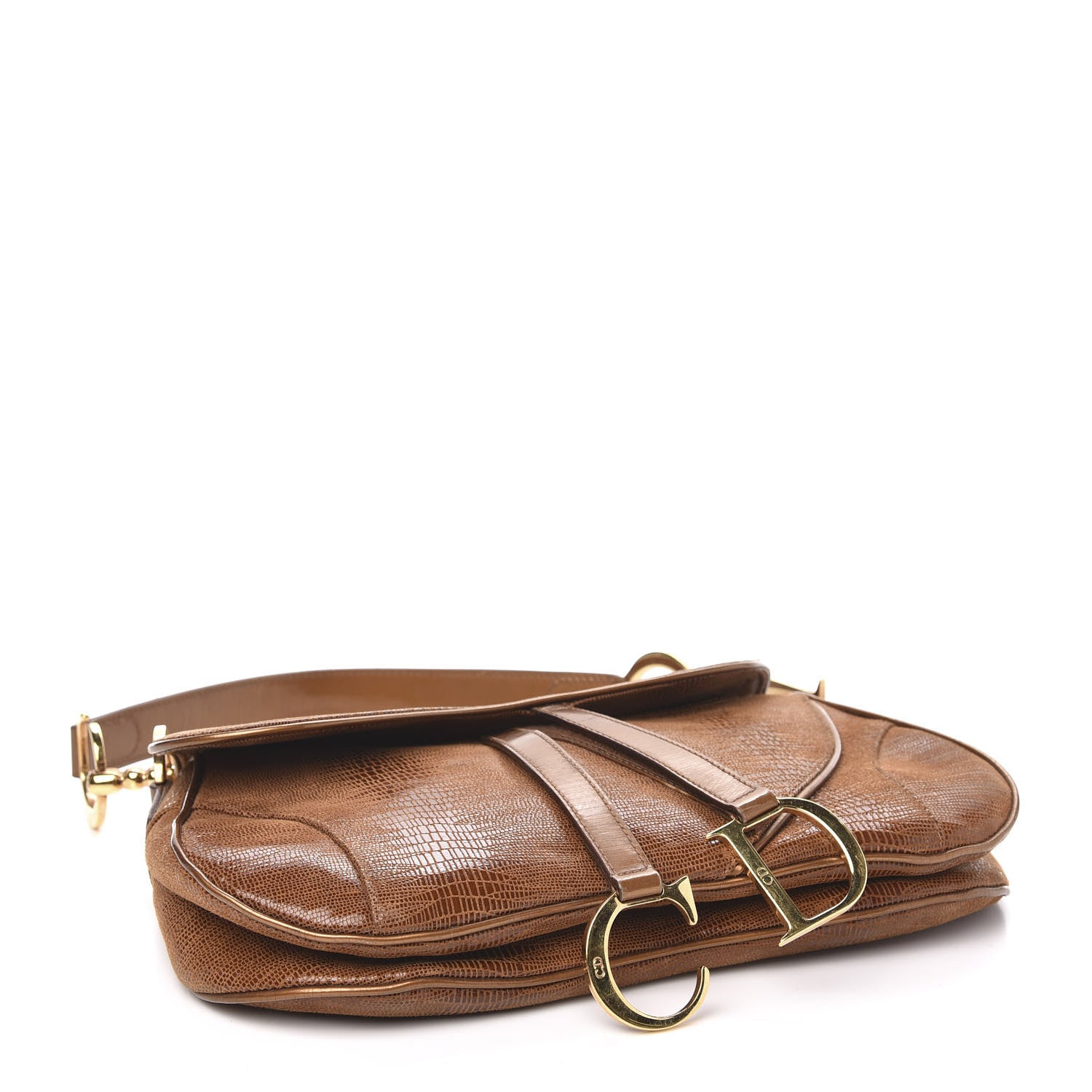 Christian Dior Lizard Double Saddle Bag Brown 4 of 10